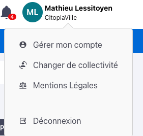 Gérer mon compte / Modifier mon mot de passe :